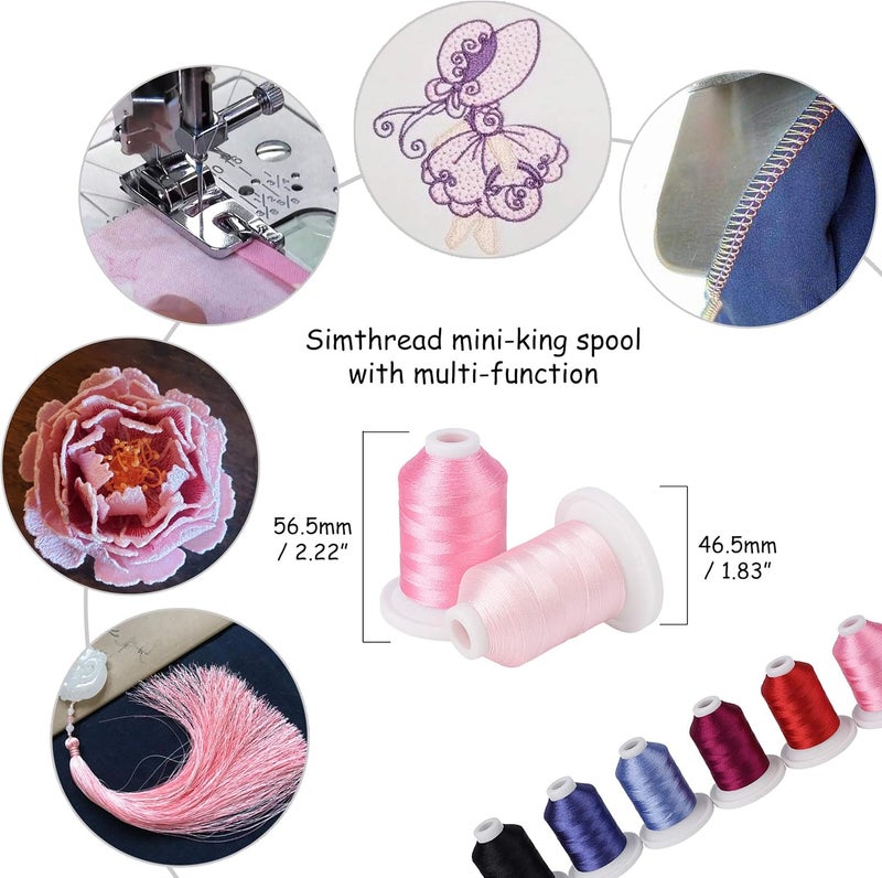 simthread Embroidery Machine Thread Kit 800Y 21 Spools Pink and Purple Colors for Professional Embroidery Design - Image 2